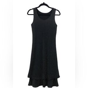 Jessica Howard Vintage Black W White Polka Dots Sleeveless Slip-on Dress Medium